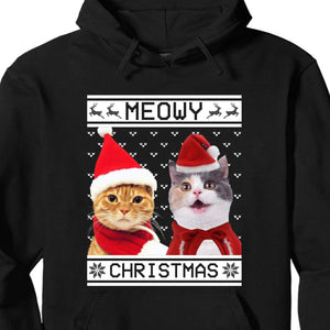 GeckoCustom Meowy Christmas Personalized Cat Lover Sweater Christmas NA29 Pullover Hoodie / Black Colour / S