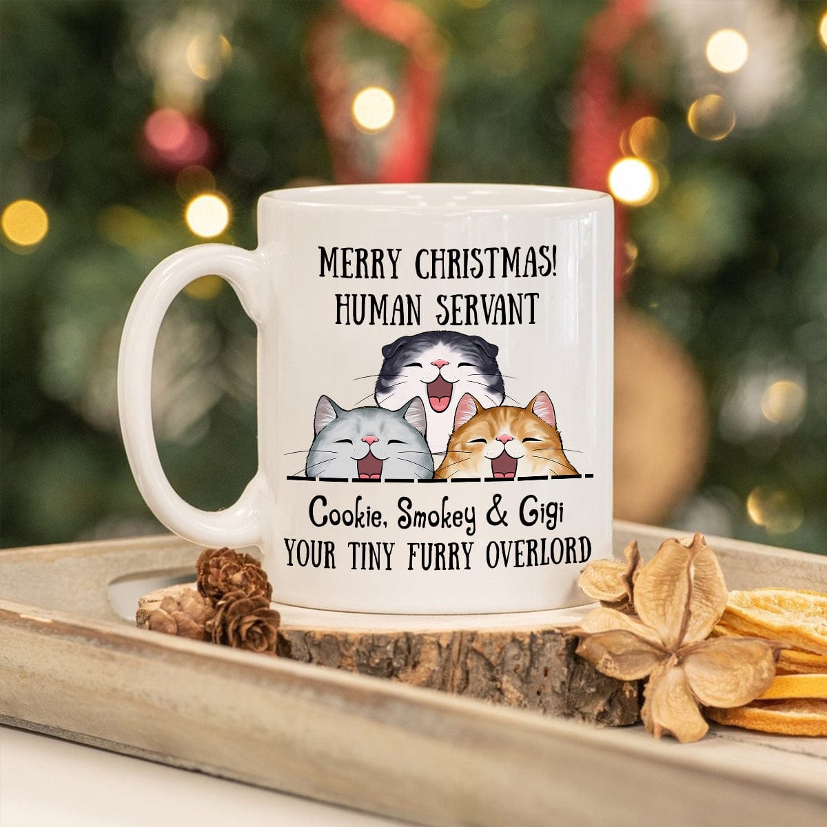 GeckoCustom Merry Christmas Human Servant To Cat Lover Mug TH10 892189