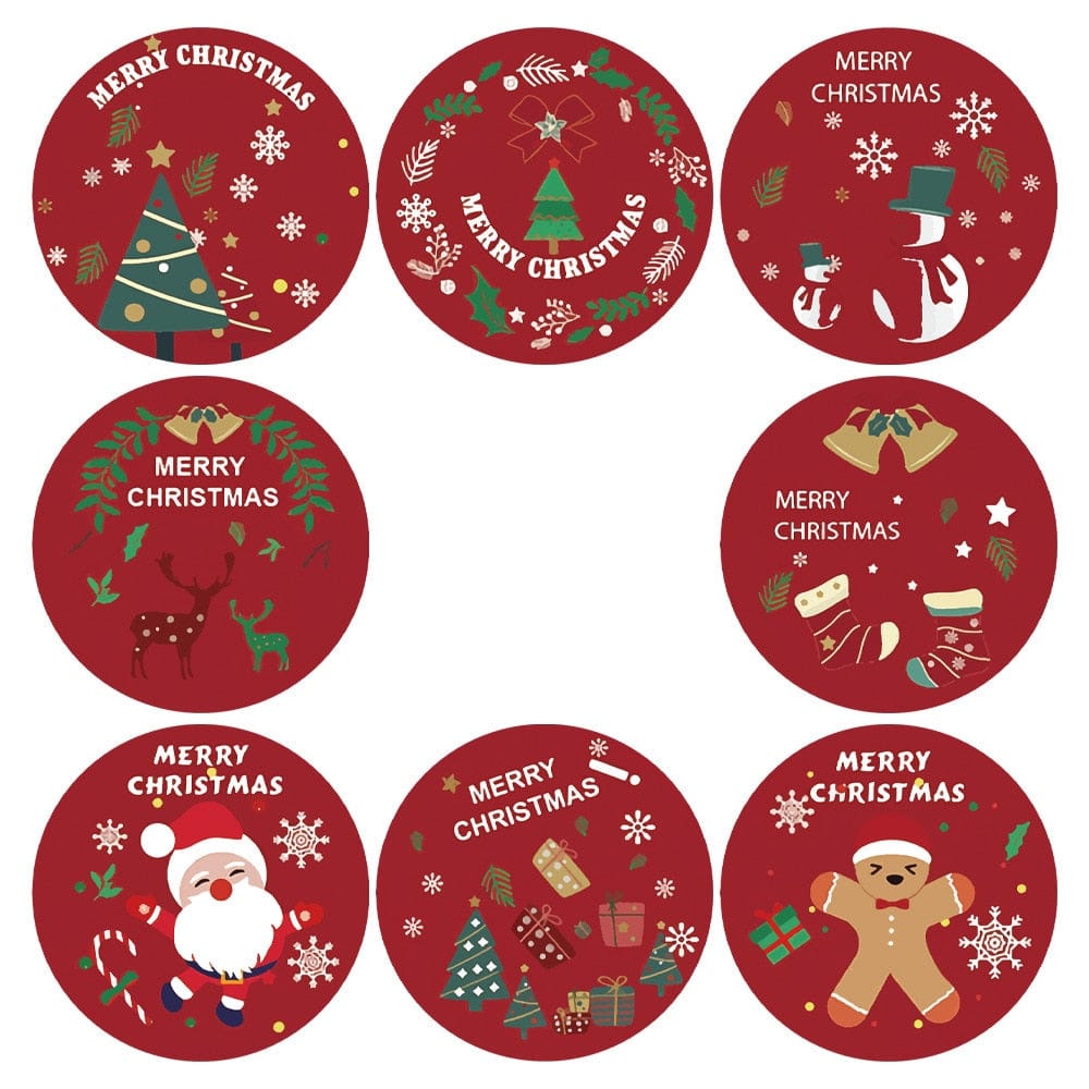 GeckoCustom Merry Christmas Stickers Christmas Theme Seal Labels Stickers For DIY Gift Baking Package Envelope Stationery Decor