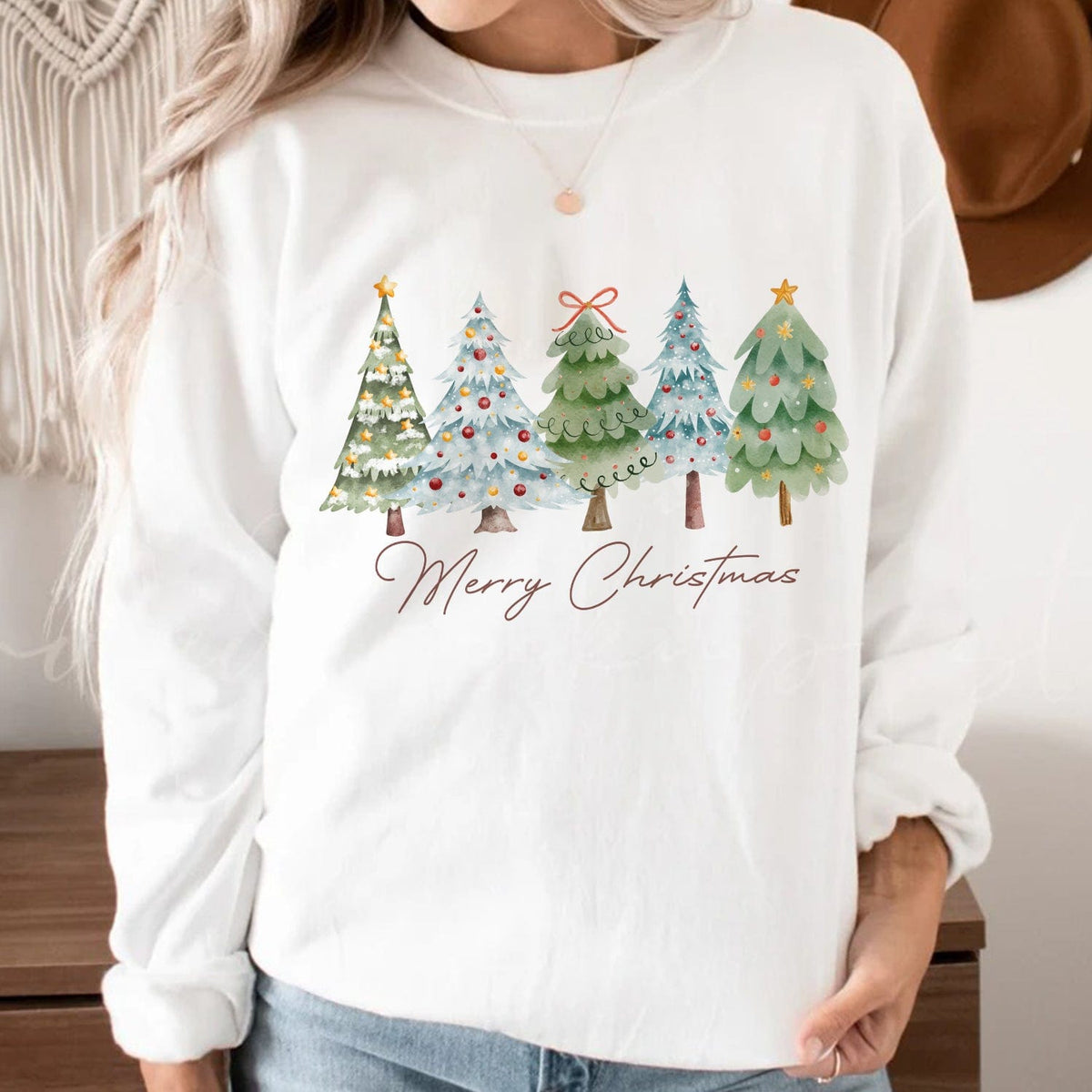 GeckoCustom Merry Christmas Trees Christmas Sweatshirt HO82 893204