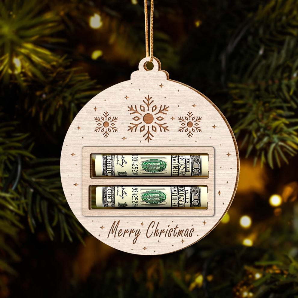 GeckoCustom Merry Christmas Wood Money Holder Ornament HO82 893124