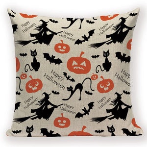 GeckoCustom Merry Halloween Trick or Treat Happy Halloween Demon Creative  Festival Decor Home Adult Birthday Decoration Bed Cushion Cover L1692-5 / 45-45cm