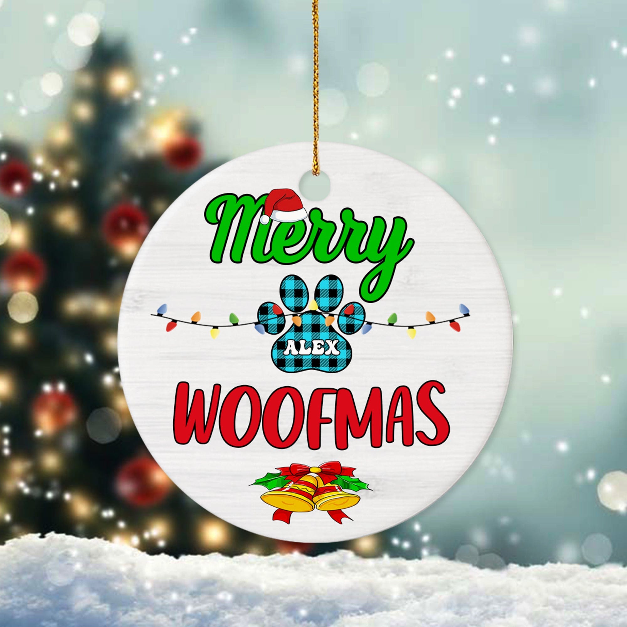 GeckoCustom Merry Woofmas Christmas Ceramic Ornament TH10 891375