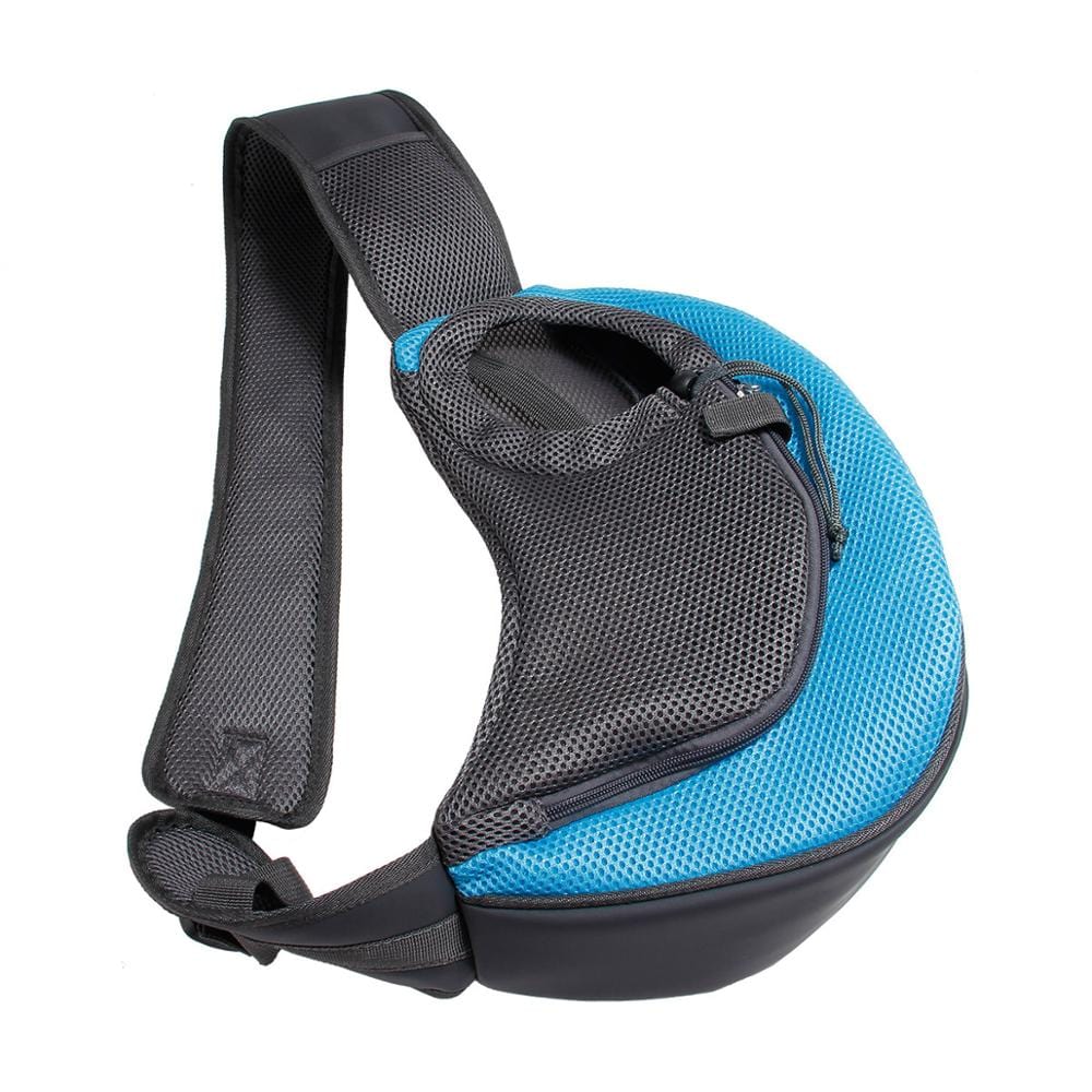 GeckoCustom Mesh Oxford Pet Outdoor Travel Pet Puppy Carrier Handbag Pouch Single Shoulder Bag Sling Mesh Comfort Travel Tote Shoulder Bag Sky blue / S