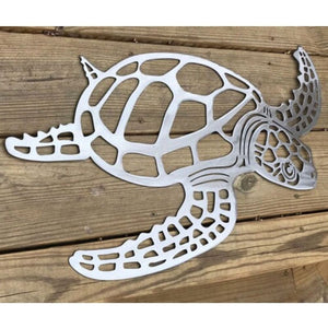 GeckoCustom Metal Sea Turtle Ornament Beach Theme Decor Art Decorations Wall Hanging for Home Garniture Living Room Bedroom Bathroom Decals 40cm A