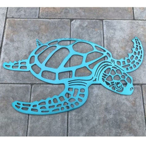 GeckoCustom Metal Sea Turtle Ornament Beach Theme Decor Art Decorations Wall Hanging for Home Garniture Living Room Bedroom Bathroom Decals 40cm B