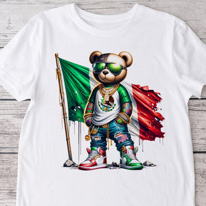 GeckoCustom Mexico Flag Teddy, Cartoon Bear, Cool Mexican Flag Bear Bright Shirt HA75 891514