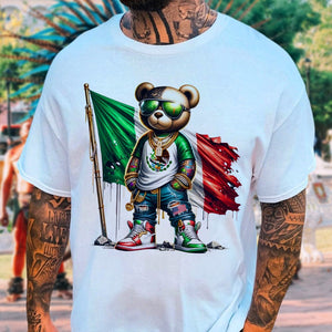 GeckoCustom Mexico Flag Teddy, Cartoon Bear, Cool Mexican Flag Bear Bright Shirt HA75 891514