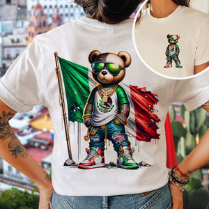 GeckoCustom Mexico Flag Teddy, Cool Mexican Flag Bear Front And Back Bright Shirt HA75 891480