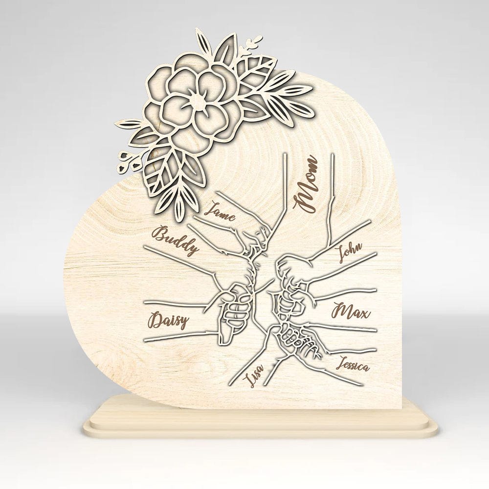 GeckoCustom Mom And Kid Hands Heart Stand Mother's Day Personalized Gift TA29 890XXX