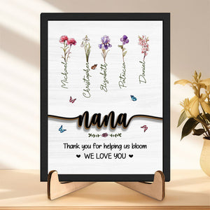 GeckoCustom Mom Thank You For Helping Us Bloom Family 2-Layered Wooden Plaque With Stand Personalized Gift TA29 890300