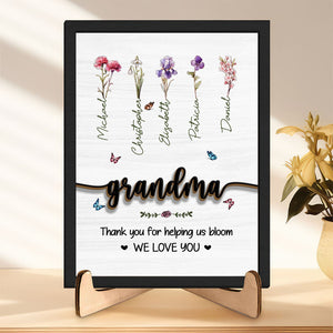 GeckoCustom Mom Thank You For Helping Us Bloom Family 2-Layered Wooden Plaque With Stand Personalized Gift TA29 890300