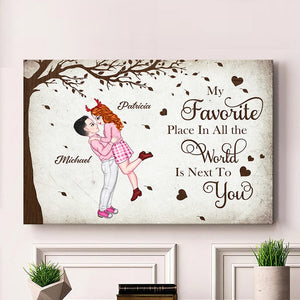 GeckoCustom My Favorite Place In The World Is Next To You Personalized Couple Canvas Romantic Gift For Him Her HA75 895038 Canvas / 12 x 8 inch