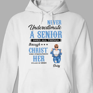 GeckoCustom Never Underestimate A Senior Graduation Shirt, Back To School Gift HN590