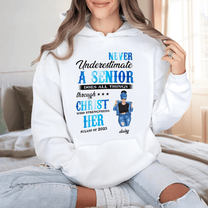 GeckoCustom Never Underestimate A Senior Graduation Shirt, Back To School Gift HN590 HA75 891890 Pullover Hoodie / White Color / S