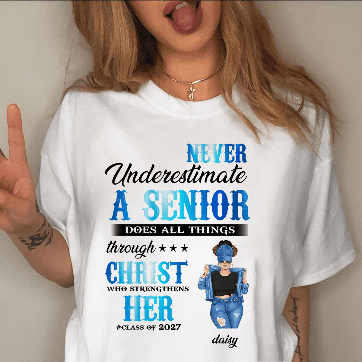 GeckoCustom Never Underestimate A Senior Graduation Shirt, Back To School Gift HN590 HA75 891890