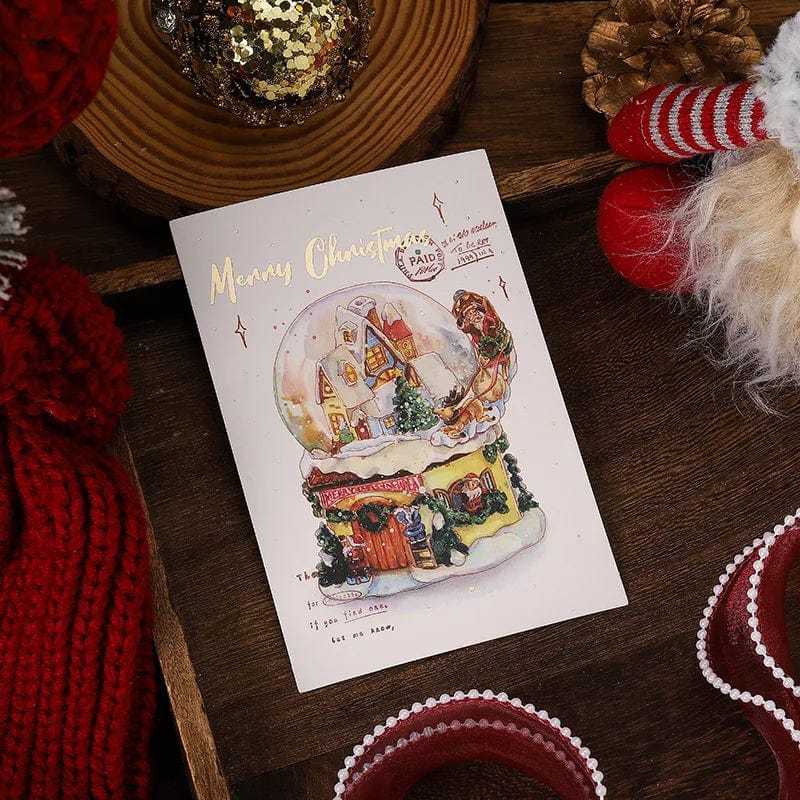 GeckoCustom New 10PCS Christmas Foil Greeting Card Postcard Florist Baking Gift Small Card Blessing Message Card Stamped Postcard Wall Decor A