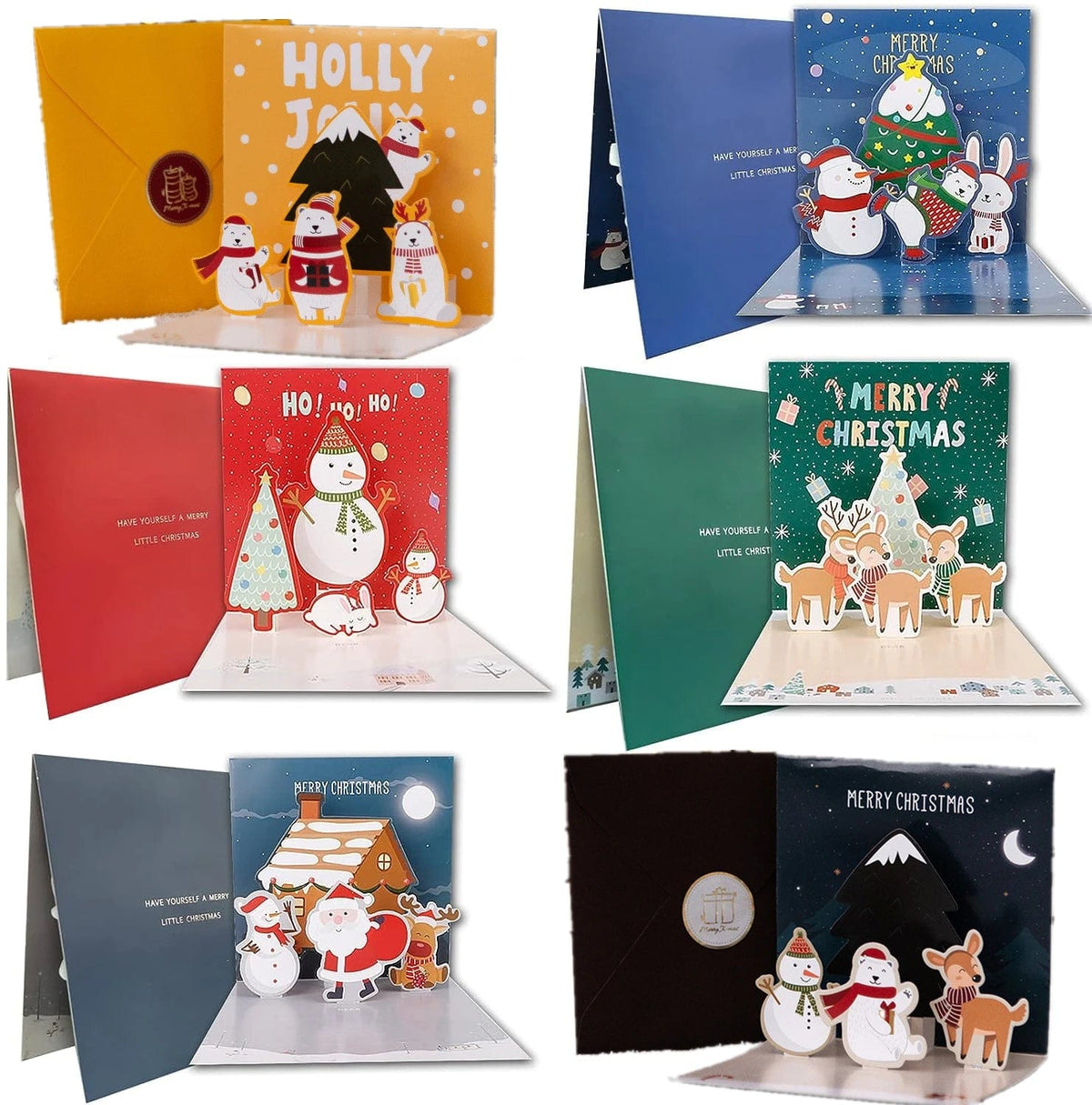 GeckoCustom New 6/1PC 3D Greeting Cards With Envelope Friend Family Blessing Postcard For Birthday New Year Christmas Gifts Xmas Decoration Mix / 1PC