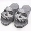 GeckoCustom New Personalized Skull Design Men Slippers 2023 Summer Outdoor Fun Novelty Slide Thick Sole Platform Beach Non-slip Women Sandal light gray / 36-37