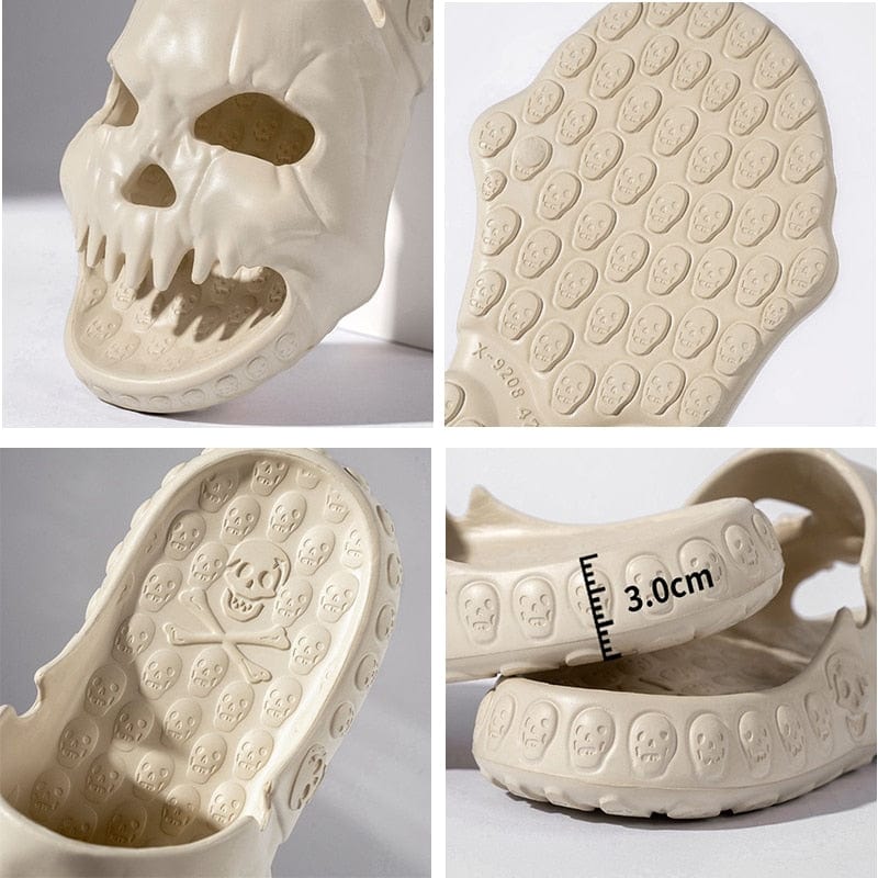 GeckoCustom New Personalized Skull Design Men Slippers 2023 Summer Outdoor Fun Novelty Slide Thick Sole Platform Beach Non-slip Women Sandal