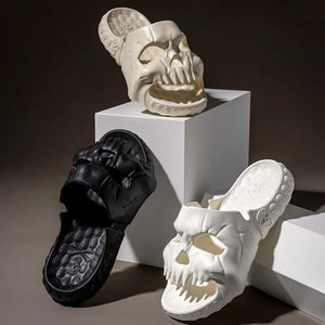 GeckoCustom New Personalized Skull Design Men Slippers 2023 Summer Outdoor Fun Novelty Slide Thick Sole Platform Beach Non-slip Women Sandal
