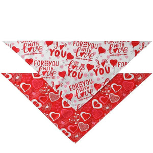 GeckoCustom NEW Pet Dog Triangle Scarf Love-heart Pattern Saliva Towels Soft Comfortable Pet Bandana Bib For Valentine Day Decor