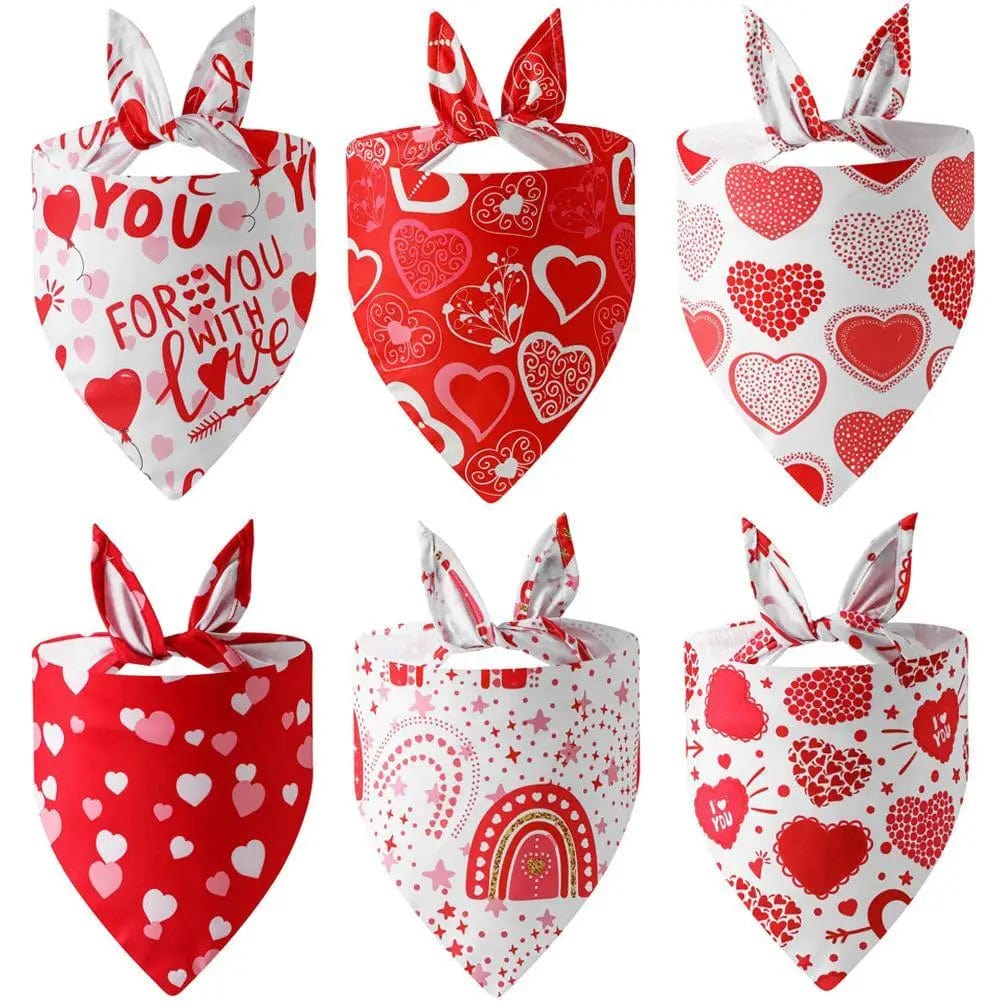 GeckoCustom NEW Pet Dog Triangle Scarf Love-heart Pattern Saliva Towels Soft Comfortable Pet Bandana Bib For Valentine Day Decor