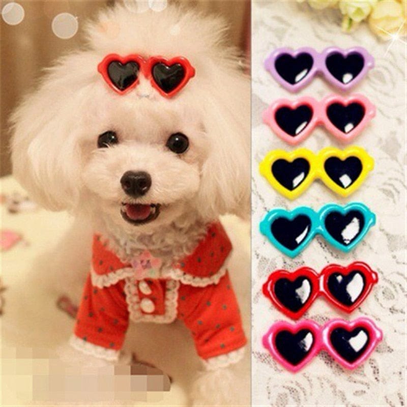 GeckoCustom New Pet Lovely Heart Sunglasses Hairpins