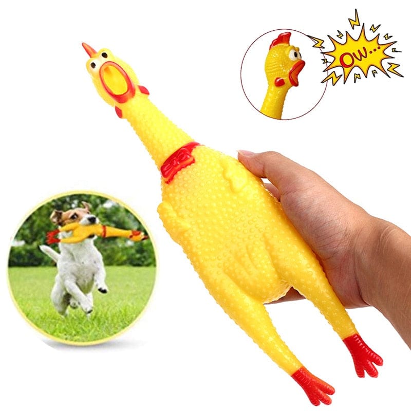 GeckoCustom New Pets Dog Squeak Toys Screaming Chicken Squeeze Sound Dog Chew Toy Durable Funny Yellow Rubber Vent Chicken 17CM 31CM 40CM