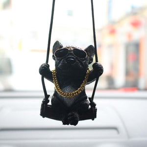 GeckoCustom New Resin Cute Dog Anime Car Accessorie Swing Bulldog Pendant Auto Rearview Mirror Ornaments Birthday Gift Couple Accessories 2