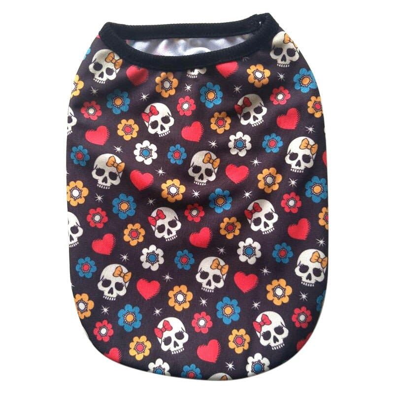 GeckoCustom New Summer Pet Dog Vest Cat Clothes Cartoon Skull Vest Clothes For Dogs Cat T-shirt Soft Puppy Dogs Clothing Shirt Vest 2XS-5XL 6 / XS