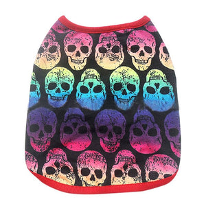 GeckoCustom New Summer Pet Dog Vest Cat Clothes Cartoon Skull Vest Clothes For Dogs Cat T-shirt Soft Puppy Dogs Clothing Shirt Vest 2XS-5XL