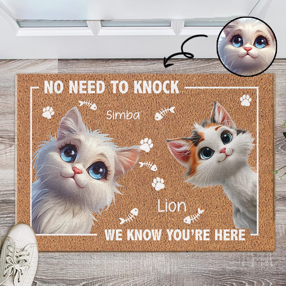 GeckoCustom No Need To Knock Cat Doormat Personalized Gift HO82 893510