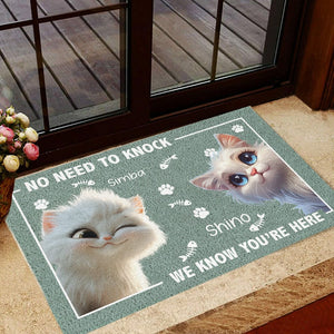 GeckoCustom No Need To Knock Cat Doormat Personalized Gift HO82 893510