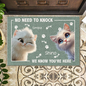 GeckoCustom No Need To Knock Cat Doormat Personalized Gift HO82 893510