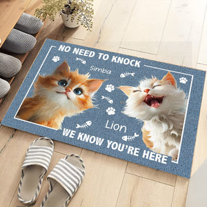 GeckoCustom No Need To Knock Cat Doormat Personalized Gift HO82 893510