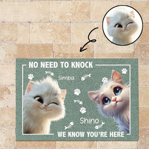 GeckoCustom No Need To Knock Cat Doormat Personalized Gift HO82 893510