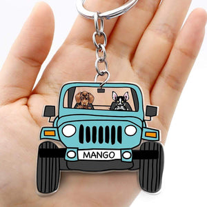 GeckoCustom Off Road Dog Cats Keychain Double Sided Design Acrylic Keychain Car For Pet Lovers DA199