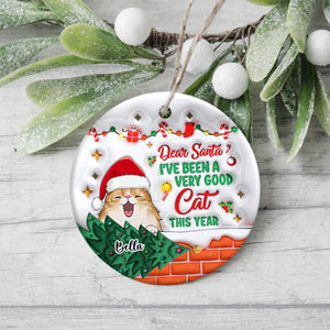 GeckoCustom On The Naughty List And I Regret Nothing Cat Personalized 3D Inflated Effect Printed Ornament N304 HA75 891510