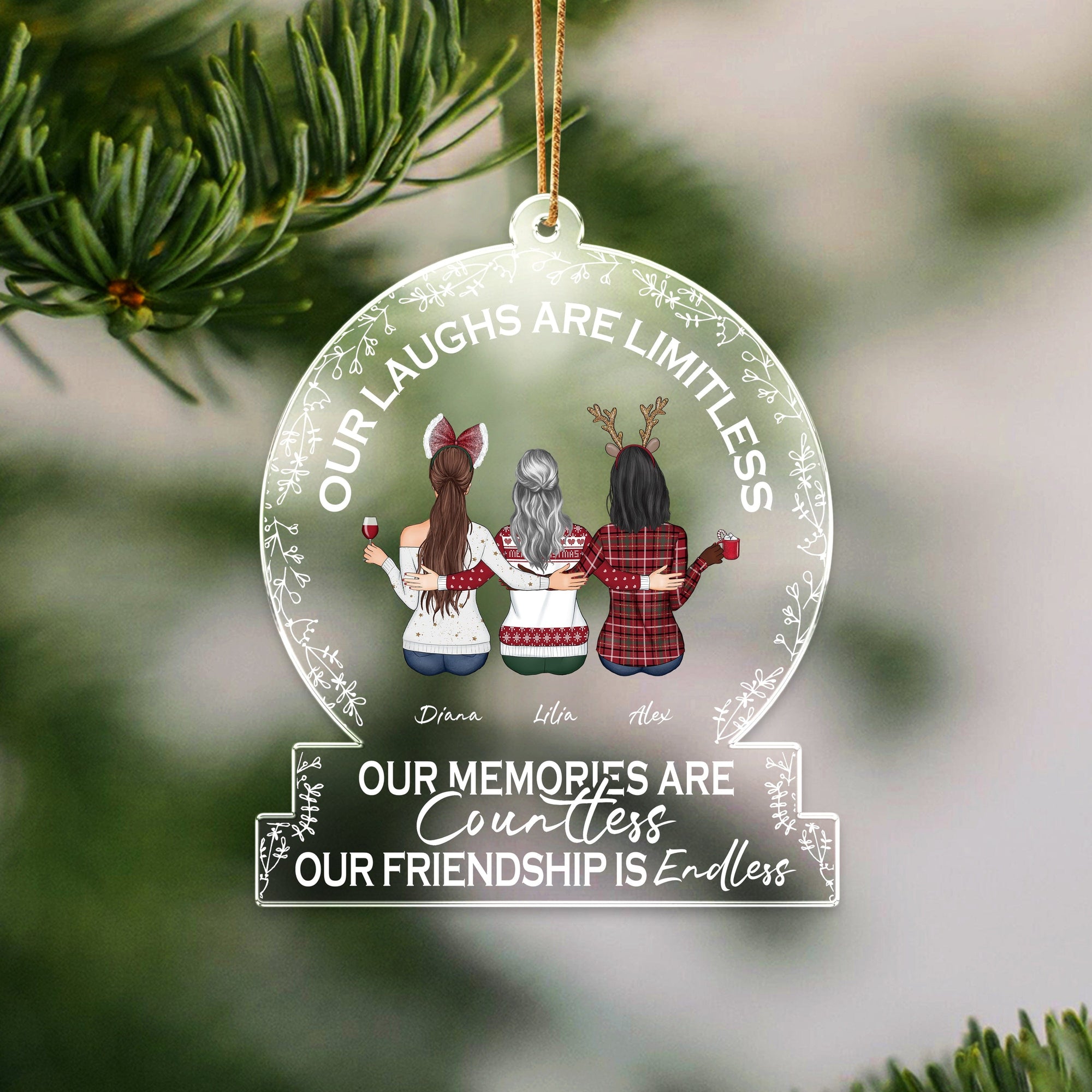 GeckoCustom Our Laughs Are Limitless For Bestie Christmas Acrylic Ornament TH10 891493