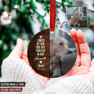 GeckoCustom Personalize Photo You Left Paw Prints On Our Hearts Dog Cat Wood Ornament DA199 HN590 4"