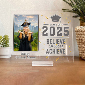 GeckoCustom Personalized Believe Success Achieve Graduation Acrylic Plaque and Stand 890349