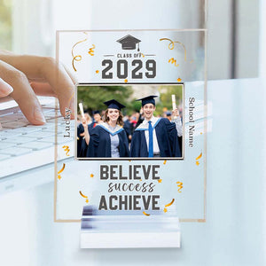 GeckoCustom Personalized Believe Success Achieve Graduation Acrylic Plaque and Stand 890349