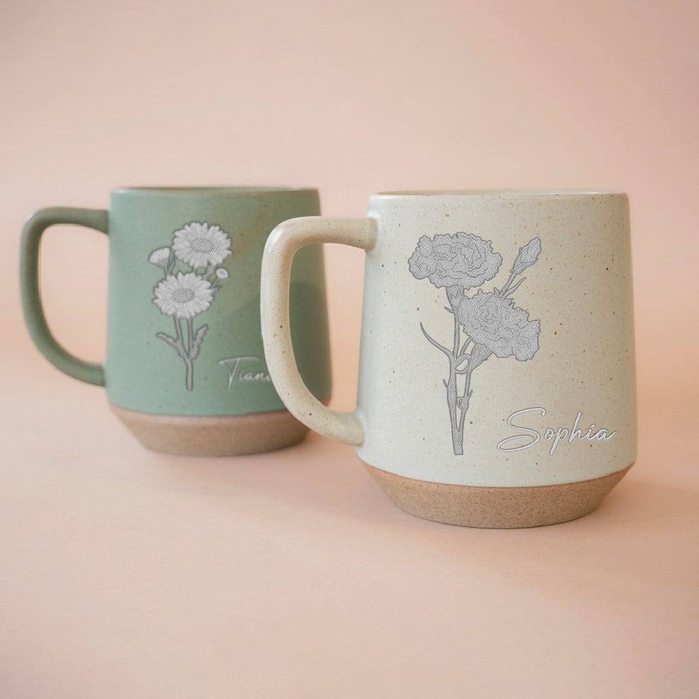 GeckoCustom Personalized Christmas Gift Name With Floral Unique Engraved Pottery Mug For Bestie, Family LM32 891943