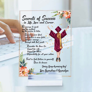 GeckoCustom Personalized Clipart Secrets Of Success Graduation Gift Acrylic Plaque, HN590