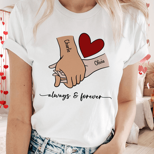 GeckoCustom Personalized Couple Holding Hands Red Heart Valentine's Day Shirt TH10 892283