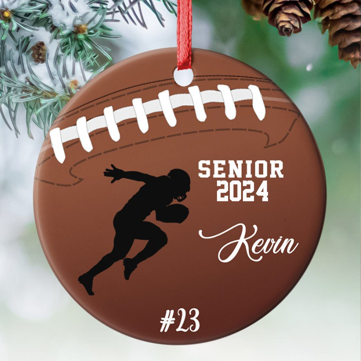 GeckoCustom Personalized Custom Football Ornament H526 2.75" tall - 0.125" thick