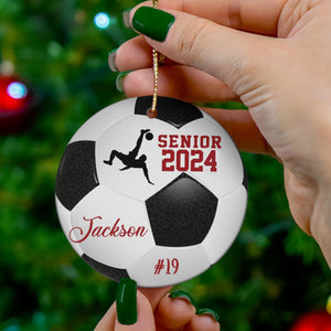 GeckoCustom Personalized Custom Soccer Ornament H526 2.75" tall - 0.125" thick