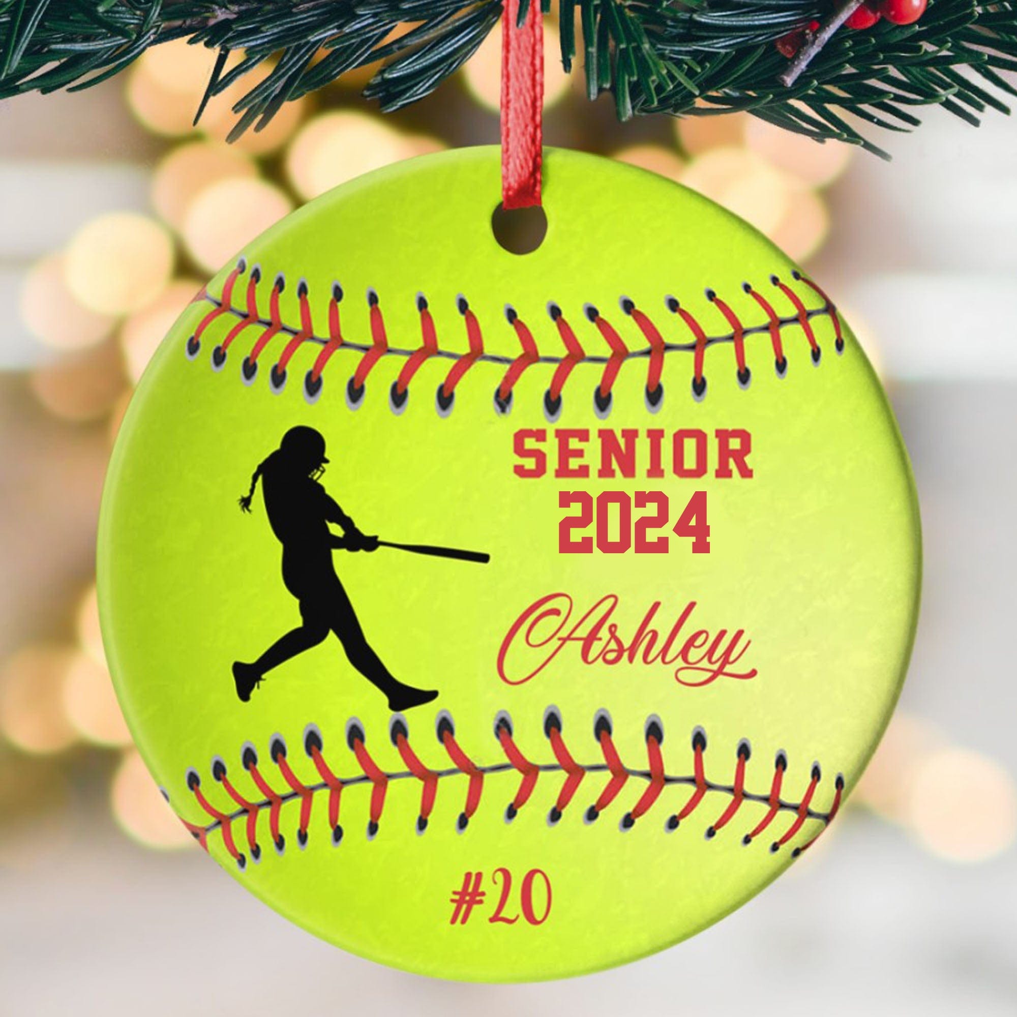 GeckoCustom Personalized Custom Softball Ornaments H526 2.75" tall - 0.125" thick