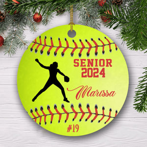 GeckoCustom Personalized Custom Softball Ornaments H526 2.75" tall - 0.125" thick